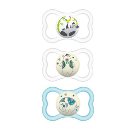 Picture of MAM Air Night & Day Baby Pacifier, for Sensitive Skin, Glows in The Dark, 3 Pack, 6-16 Months, Unisex,3 Count (Pack of 1)