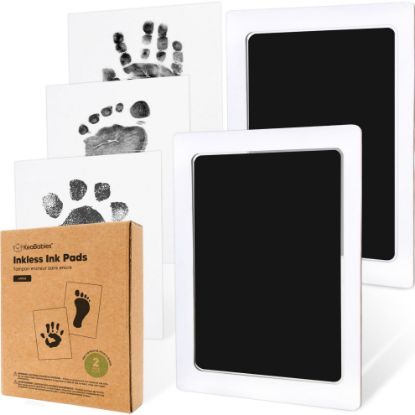 Picture of 2-Pack Inkless Hand and Footprint Kit - Ink Pad for Baby Hand and Footprints - Dog Paw Print Kit,Dog Nose Print Kit - Baby Footprint Kit, Clean Touch Baby Foot Printing Kit,Handprint Kit(Jet Black, L)