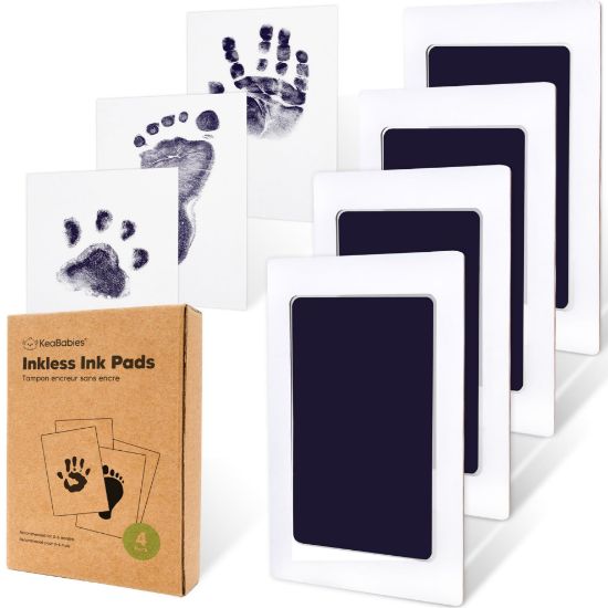 Picture of 4-Pack Inkless Hand and Footprint Kit - Ink Pad for Baby Hand and Footprints - Dog Paw Print Kit,Dog Nose Print Kit - Baby Footprint Kit, Clean Touch Baby Foot Printing Kit, Handprint Kit (Twilight)