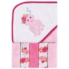 Picture of Luvable Friends Unisex Baby Hooded Towel with Five Washcloths, Tropical Octopus, One Size