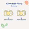 Picture of MAM Air Night & Day Baby Pacifier, for Sensitive Skin, Glows in The Dark, 3 Pack, 6-16 Months, Unisex
