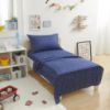 Picture of Amazon Basics Kid's Soft Easy-Wash Lightweight Microfiber 3-Piece Sheet Set, Toddler, Navy Galaxy