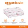 Picture of Amazon Basics Kid's Soft Easy-Wash Lightweight Microfiber 3-Piece Sheet Set, Toddler, Pink Kitties