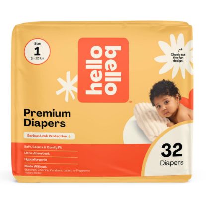 Picture of Hello Bello Diapers, Size 1 (8-12 lbs) Superstars, 32 Count of Premium Disposable Baby Diapers, Hypoallergenic with Soft, Cloth-Like Feel
