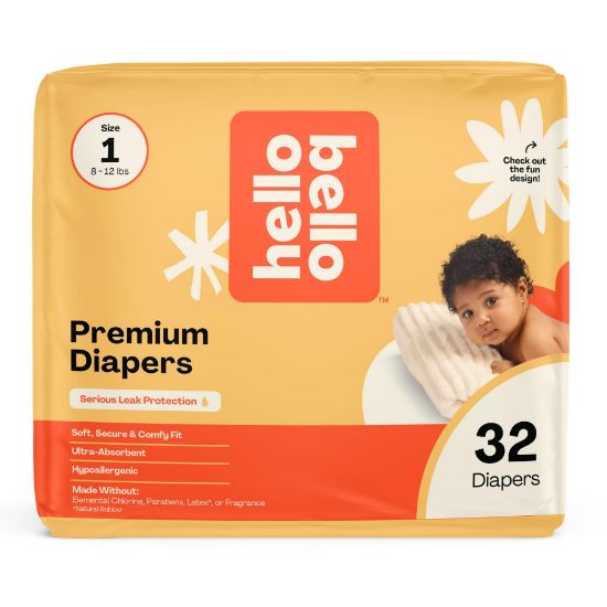 Picture of Hello Bello Diapers, Size 1 (8-12 lbs) Superstars, 32 Count of Premium Disposable Baby Diapers, Hypoallergenic with Soft, Cloth-Like Feel