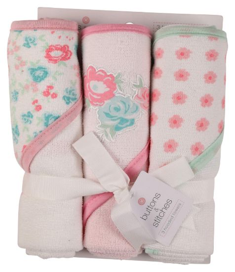 Picture of Buttons and Stitches Baby Boys Infant Hooded Towels