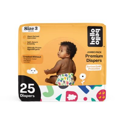 Picture of Hello Bello Premium Baby Diapers Size 3, 25 Count of Disposable, Extra-Absorbent, Hypoallergenic Baby Diapers with Snug and Comfort Fit, Alphabet Soup