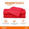 Picture of Amazon Basics Kid's Soft Easy-Wash Lightweight Microfiber 3-Piece Sheet Set, Toddler, Red, Solid