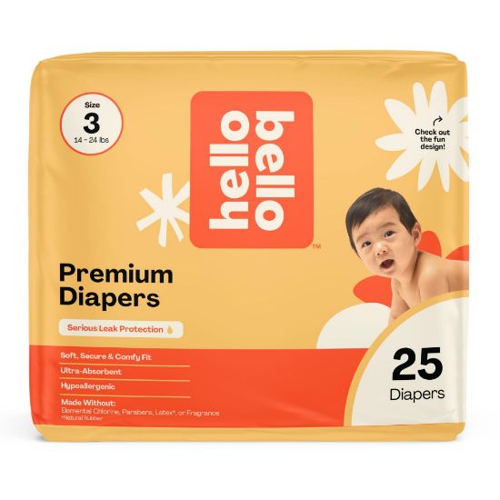 Picture of Hello Bello Diapers, Size 3 (14-24 lbs) Superstars, 25 Count of Premium Disposable Baby Diapers, Hypoallergenic with Soft, Cloth-Like Feel