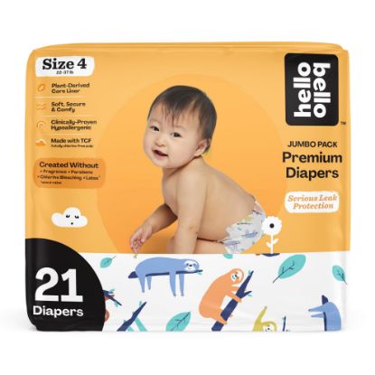 Picture of Hello Bello Premium Baby Diapers Size 4, 21 Count of Disposable, Extra-Absorbent, Hypoallergenic Baby Diapers with Snug and Comfort Fit, Sleepy Sloth