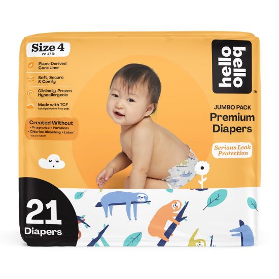 Picture of Hello Bello Premium Baby Diapers Size 4, 21 Count of Disposable, Extra-Absorbent, Hypoallergenic Baby Diapers with Snug and Comfort Fit, Sleepy Sloth