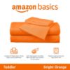 Picture of Amazon Basics Kid's Soft Easy-Wash Lightweight Microfiber 3-Piece Sheet Set, Toddler, Bright Orange, Solid
