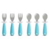 Picture of Munchkin® Raise™ Toddler Fork and Spoon Utensil Set, Rest Keeps Tip Off Table, BPA Free, 6 Pack, Blue