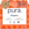 Picture of Pura Size 5 Eco-Friendly Diapers (24-35lbs) Totally Chlorine Free (TCF) Hypoallergenic, Soft Organic Cotton, Sustainable Comfort, 12 Hours Leak Protection, Allergy UK,1 Pack of 20 Diapers