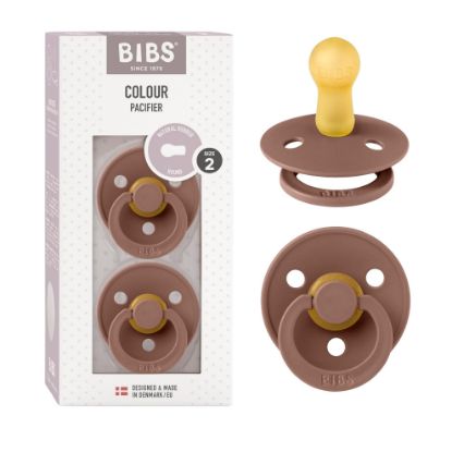 Picture of BIBS Pacifiers Colour Collection | Natural Rubber Baby Pacifier | Set of 2 BPA-Free Soothers | Made in Denmark | 6+ Months (Pack of 2) | Woodchuck