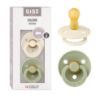 Picture of BIBS Pacifiers Colour Collection | Natural Rubber Baby Pacifier | Round Nipple | Set of 2 BPA-Free Soothers | Made in Denmark | 6+ Months (Pack of 2) | Sage/Ivory