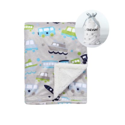 Picture of CREVENT Minky Baby Blanket for Girls Boys, Soft Plush Receiving Blanket for Newborns - 30x40 Inches (Vehicle)