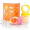 Picture of NatureBond Baby Food Feeder/Fruit Feeder Pacifier Nibbler (2 Pack) - Infant Teething Toy Teether Weaning in Appetizing Colors | + Additional Silicone Sacs