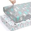 Picture of Pack n Play Sheets, BROLEX 2 Pack Mini Crib Sheets,Stretchy Portable Fitted Playard Sheet Set, Convertible Playard Mattress Cover,Ultra Soft Breathable Material,Elephant Whale