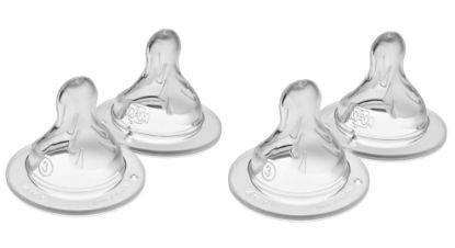 Picture of MAM Bottle Nipples Fast Flow Nipple Level 3, for 4+ Months, SkinSoft Silicone Nipples for Baby Bottles, Fits All MAM Bottles, 4 Pack