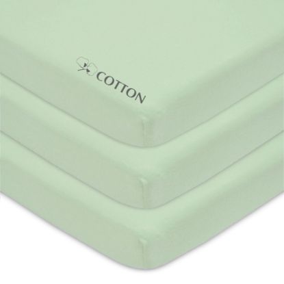 Picture of American Baby Company 3 Pack Fitted Mini Crib Sheet 24" x 38", Soft Breathable Neutral 100% Cotton Jersey Portable Sheet, Celery, for Boys and Girls, Fits Most Pack N Play Mattresses