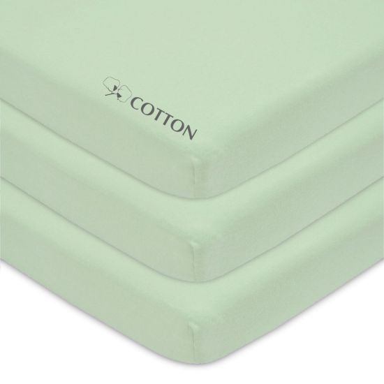 Picture of American Baby Company 3 Pack Fitted Mini Crib Sheet 24" x 38", Soft Breathable Neutral 100% Cotton Jersey Portable Sheet, Celery, for Boys and Girls, Fits Most Pack N Play Mattresses