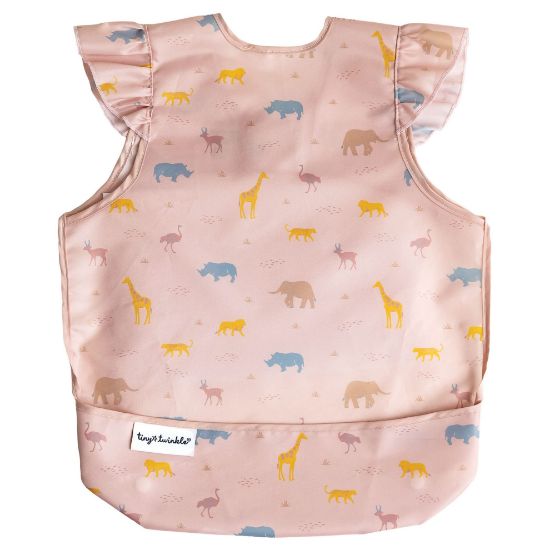 Picture of Tiny Twinkle Mess Proof Baby Bib - Waterproof & Lightweight Baby-Led Weaning Apron | 100% Recycled Polyester, Easy Clean & Machine Washable (Petite Safari, Large 2-4 Years)