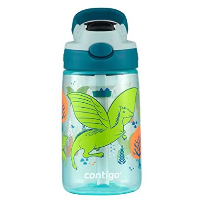 Picture of Kids Water Bottle with Redesigned AUTOSPOUT Straw, 14 oz., Honeydew Dragon