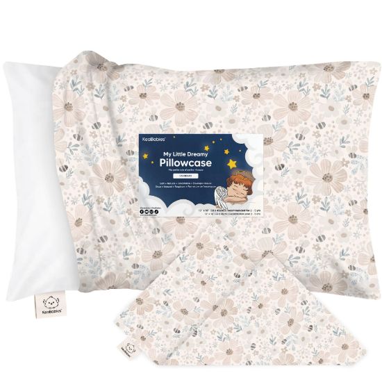 Picture of KeaBabies Toddler Pillowcase 13"x18" - Organic Cotton Toddler Pillowcase for Kids, Boys, Girls, Soft & Durable Cotton Cover for Miniature Sleepy Pillows, Cute Colors,Pillow Sold Separately(Flora Vale)