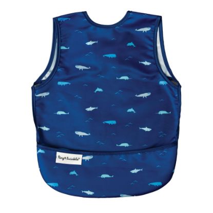 Picture of Tiny Twinkle Mess Proof Baby Bib - Waterproof & Lightweight Baby-Led Weaning Apron | 100% Recycled Polyester, Easy Clean & Machine Washable (Ocean Life, Small 6-24 Months)