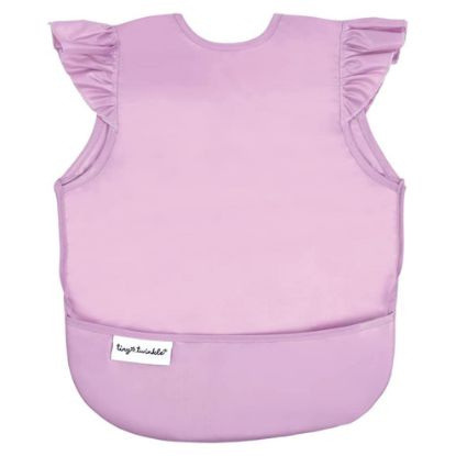 Picture of Tiny Twinkle Mess Proof Baby Bib - Waterproof & Lightweight Baby-Led Weaning Apron | 100% Recycled Polyester, Easy Clean & Machine Washable (Lilac, Small 6-24 Months)