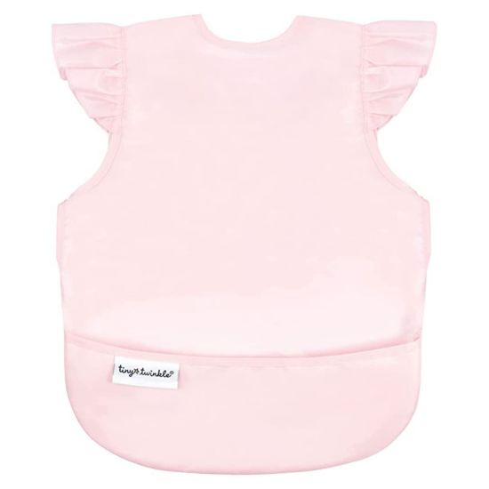 Picture of Tiny Twinkle Mess Proof Baby Bib - Waterproof & Lightweight Baby-Led Weaning Apron | 100% Recycled Polyester, Easy Clean & Machine Washable (Rose, Small 6-24 Months)
