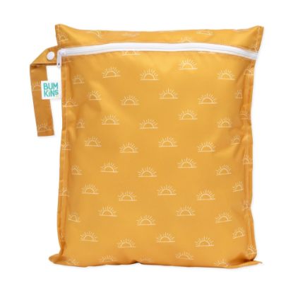 Picture of Bumkins Waterproof Wet Bag for Baby, Travel, Swim Suit, Cloth Diapers, Pump Parts, Pool, Gym Clothes, Toiletry, Strap to Stroller, Daycare, Zipper Reusable Bag, Wetdry Packing Pouch, Yellow