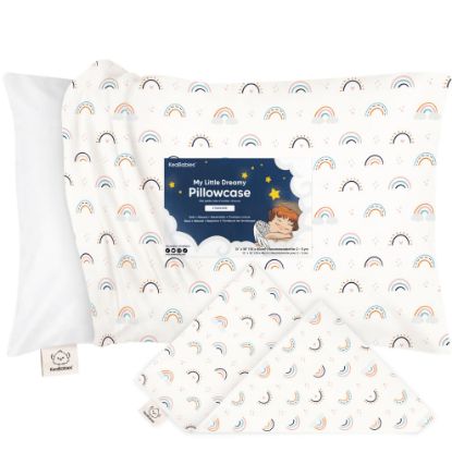 Picture of KeaBabies Toddler Pillowcase 13"x18" - Organic Cotton Toddler Pillowcase for Kids, Boys,Girls,Soft & Durable Cotton Cover for Miniature Sleepy Pillows,Cute Colors,Pillow Sold Separately(Jolly Rainbow)