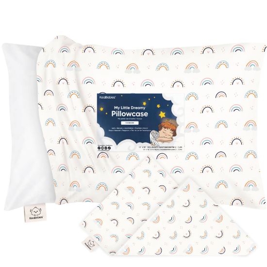 Picture of KeaBabies Toddler Pillowcase 13"x18" - Organic Cotton Toddler Pillowcase for Kids, Boys,Girls,Soft & Durable Cotton Cover for Miniature Sleepy Pillows,Cute Colors,Pillow Sold Separately(Jolly Rainbow)