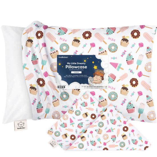 Picture of KeaBabies Toddler Pillowcase 13"x18" - Organic Cotton Toddler Pillowcase for Kids, Boys, Girls, Soft & Durable Cotton Cover for Miniature Sleepy Pillows,Cute Colors,Pillow Sold Separately(Sweet Tooth)