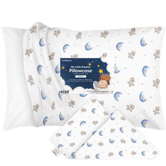 Picture of KeaBabies Toddler Pillowcase 13"x18" - Organic Cotton Toddler Pillowcase for Kids, Boys, Girls, Soft & Durable Cotton Cover for Miniature Sleepy Pillows,Cute Colors,Pillow Sold Separately(Space Drift)