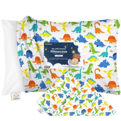 Picture of KeaBabies Toddler Pillowcase 13"x18" - Organic Cotton Toddler Pillowcase for Kids, Boys, Girls, Soft & Durable Cotton Cover for Miniature Sleepy Pillows, Cute Colors,Pillow Sold Separately(Happy Dino)
