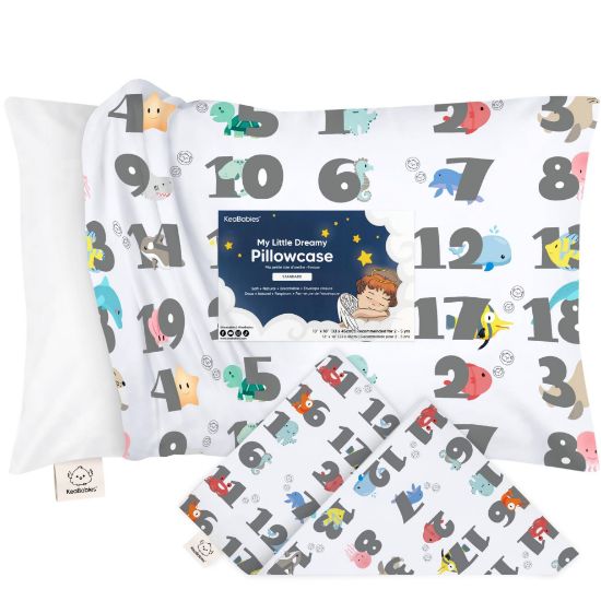 Picture of KeaBabies Toddler Pillowcase 13"x18" - Organic Cotton Toddler Pillowcase for Kids, Boys, Girls, Soft & Durable Cotton Cover for Miniature Sleepy Pillows, Cute Colors, Pillow Sold Separately (Kea123)