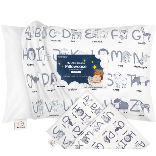 Picture of KeaBabies Toddler Pillowcase 13"x18" - Organic Cotton Toddler Pillowcase for Kids, Boys, Girls, Soft & Durable Cotton Cover for Miniature Sleepy Pillows, Cute Colors, Pillow Sold Separately(Alphamals)
