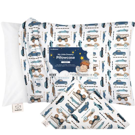 Picture of KeaBabies Toddler Pillowcase 13"x18" - Organic Cotton Toddler Pillowcase for Kids, Boys, Girls, Soft & Durable Cotton Cover for Miniature Sleepy Pillows, Cute Colors, Pillow Sold Separately (Vroom)