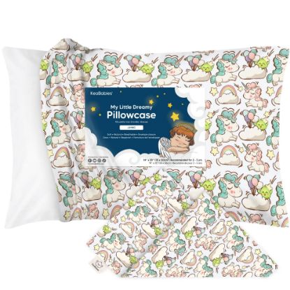 Picture of KeaBabies Toddler Pillowcase 13"x18" - Organic Cotton Toddler Pillowcase for Kids,Boys,Girls,Soft & Durable Cotton Cover for Miniature Sleepy Pillows,Cute Colors,Pillow Sold Separately(Unicorn Dreams)