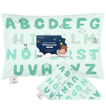 Picture of KeaBabies Toddler Pillowcase 13"x18" - Organic Cotton Toddler Pillowcase for Kids, Boys, Girls, Soft & Durable Cotton Cover for Miniature Sleepy Pillows,Cute Colors,Pillow Sold Separately(KeaABC Mint)