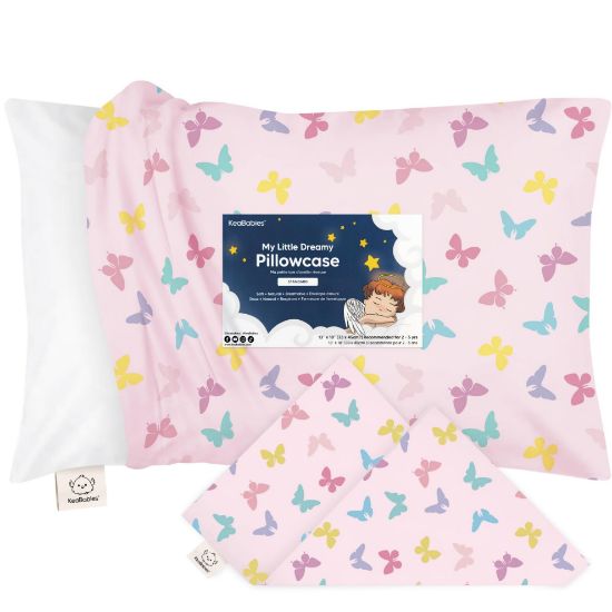 Picture of KeaBabies Toddler Pillowcase 13"x18" - Organic Cotton Toddler Pillowcase for Kids, Boys, Girls, Soft & Durable Cotton Cover for Miniature Sleepy Pillows, Cute Colors, Pillow Sold Separately (Flutter)