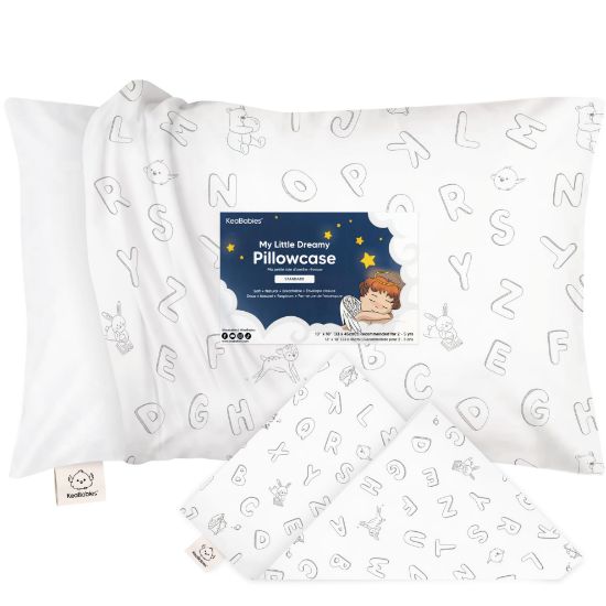 Picture of KeaBabies Toddler Pillowcase 13"x18" - Organic Cotton Toddler Pillowcase for Kids, Boys, Girls, Soft & Durable Cotton Cover for Miniature Sleepy Pillows, Cute Colors, Pillow Sold Separately (ABC Land)