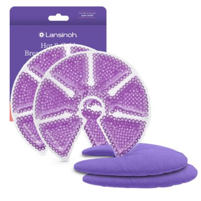 Picture of Lansinoh Breast Therapy Packs, Hot and Cold Breast-Pads with 2 Soft Covers, Postpartum Essentials for Nipple Pain Relief, Mastitis, Engorgement, Support for Breastfeeding and Pump Aid, 2 Pack
