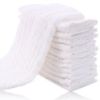 Picture of Cute Castle 12 Pack Muslin Burp Cloths for Baby - Ultra-Soft 100% Cotton Baby Washcloths - Large 20'' by 10'' Super Absorbent Milk Spit Up Rags - Burpy Cloths for Unisex, Boy, Girl - White