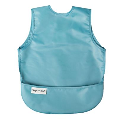 Picture of Tiny Twinkle Mess Proof Baby Bib - Waterproof Baby Apron - Machine Washable - PVC, BPA, & Phthalate Free - Great Travel Bib for Baby Eating - Baby Food Bibs (Slate Blue, Small 6-24 Months)