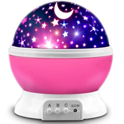 Picture of MOKOQI Star Projector, Night Light Lamp Fun Gifts for 1-4-6-14 Year Old Girls and Boys Rotating Star Sky Moon Light Projector for Kids Bedroom Decor -Pink