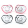 Picture of Nanobebe Baby Pacifiers 0-3 Month - Orthodontic, Curves Comfortably with Face Contour, Award Winning for Breastfeeding Babies, 100% Silicone, Baby Registry Gift 4pk,Pink/Grey